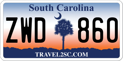 SC license plate ZWD860