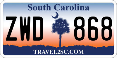 SC license plate ZWD868