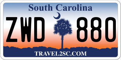 SC license plate ZWD880