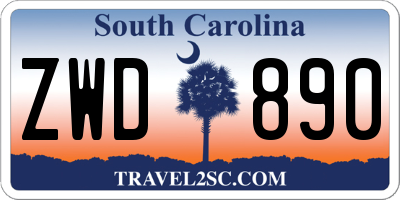 SC license plate ZWD890
