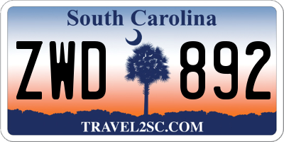 SC license plate ZWD892