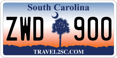 SC license plate ZWD900