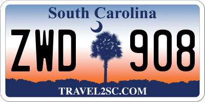 SC license plate ZWD908