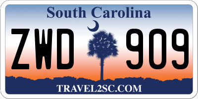 SC license plate ZWD909