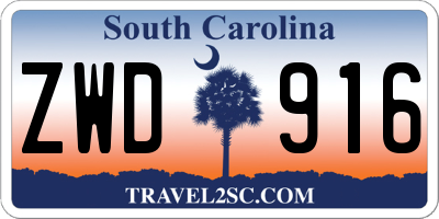 SC license plate ZWD916