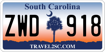 SC license plate ZWD918