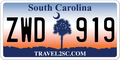 SC license plate ZWD919