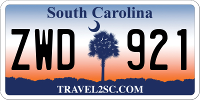 SC license plate ZWD921