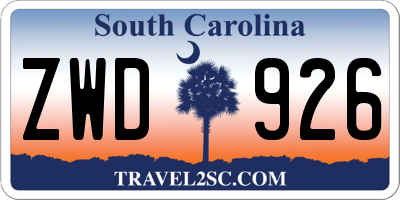 SC license plate ZWD926