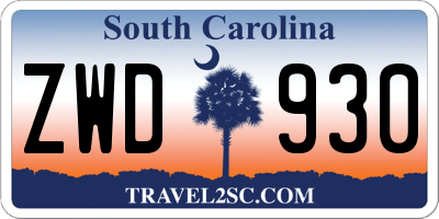 SC license plate ZWD930