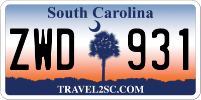 SC license plate ZWD931