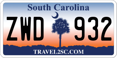 SC license plate ZWD932
