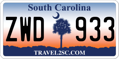 SC license plate ZWD933