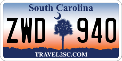 SC license plate ZWD940