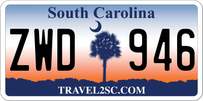 SC license plate ZWD946