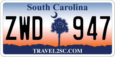 SC license plate ZWD947