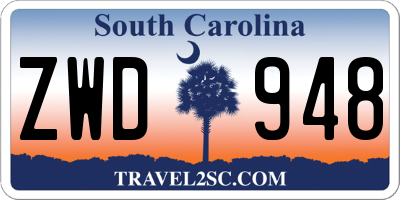 SC license plate ZWD948