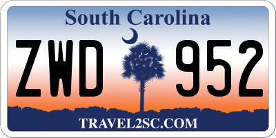 SC license plate ZWD952