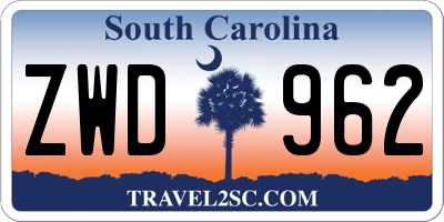 SC license plate ZWD962