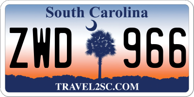 SC license plate ZWD966