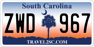 SC license plate ZWD967