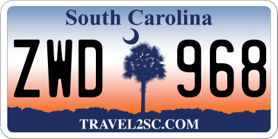 SC license plate ZWD968