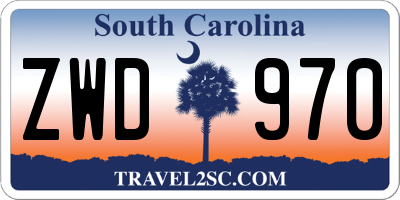 SC license plate ZWD970