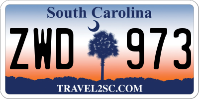 SC license plate ZWD973