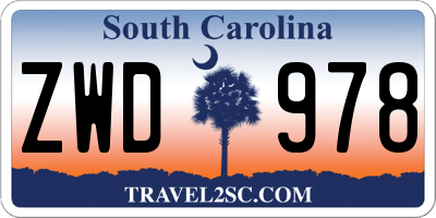 SC license plate ZWD978
