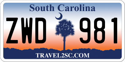 SC license plate ZWD981