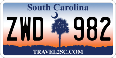 SC license plate ZWD982