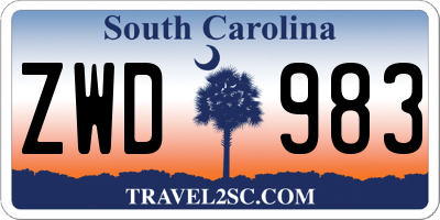 SC license plate ZWD983
