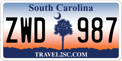 SC license plate ZWD987