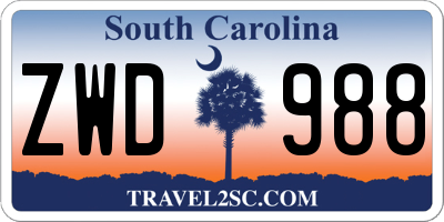SC license plate ZWD988