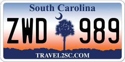 SC license plate ZWD989