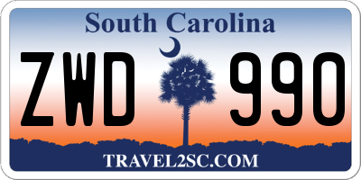 SC license plate ZWD990