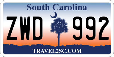 SC license plate ZWD992