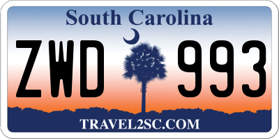 SC license plate ZWD993