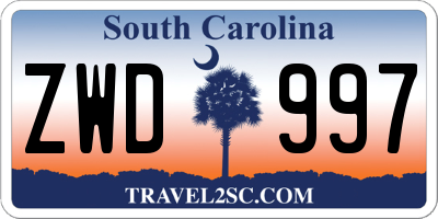 SC license plate ZWD997