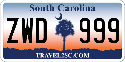 SC license plate ZWD999