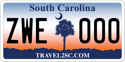 SC license plate ZWE000