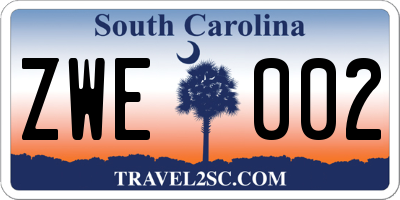 SC license plate ZWE002