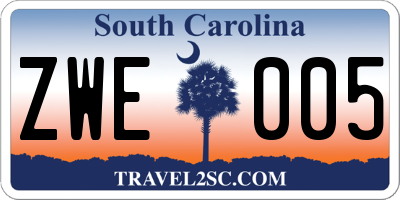 SC license plate ZWE005
