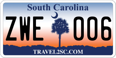SC license plate ZWE006
