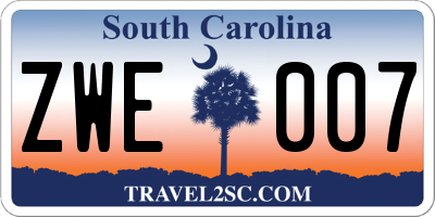 SC license plate ZWE007