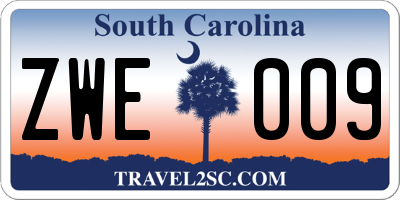 SC license plate ZWE009