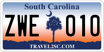 SC license plate ZWE010