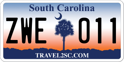 SC license plate ZWE011