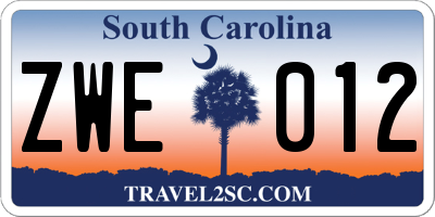 SC license plate ZWE012