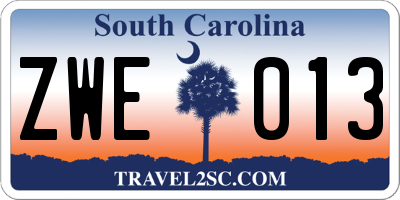 SC license plate ZWE013